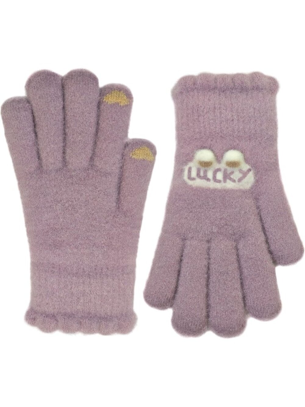 Women's Lucky Purple Winter Warm Touch Screen Plush Fleece Lining Soft Gloves